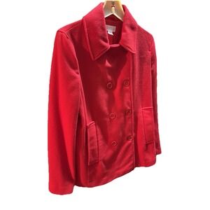 Barneys New York Luxury Red Wool Cashmere‎ Peacoat Size 38 Made in Italy